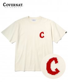 픽셀 C 로고 티셔츠 크림