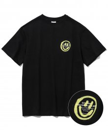 로고&스마일리 티셔츠_블랙(IK2AMMT509A)