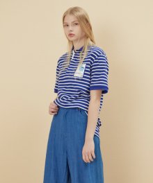 PADDED PIQUE SHIRT STRIPE-BLUE