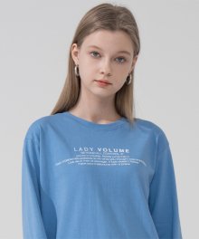 Signature printing long sleeve T-shirt_blue