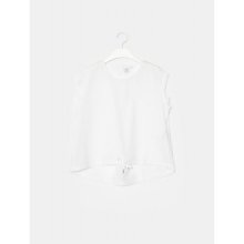 화이트 여성 우븐 배색 루즈핏 티셔츠 (BO0342C151)