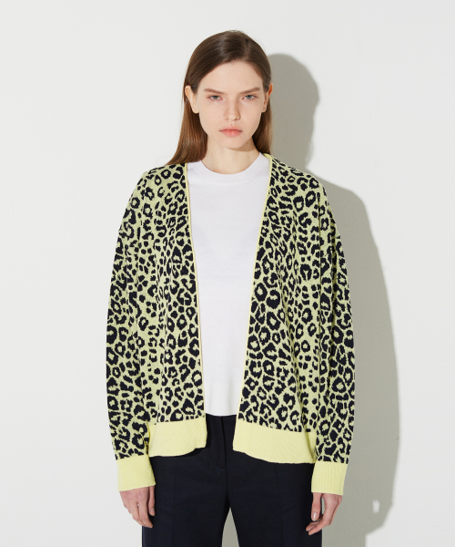 MUSINSA WHATEVERWEWANT Leopard pattern Cardigan Lemon