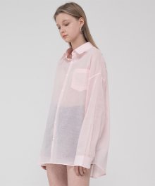 Overfit pastel linen color shirt_pink