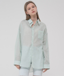 레이디 볼륨(LADY VOLUME) Overfit pastel linen color shirt_green