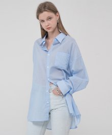 Overfit pastel linen color shirt_blue
