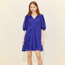 V-neck Mini Dress [Blue Gingham Check] JSDR0B907B3