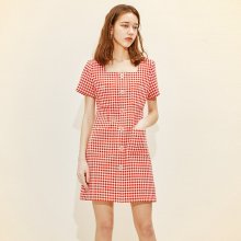 Square-neck Mini Dress [Red Gingham check] JSDR0B900P2