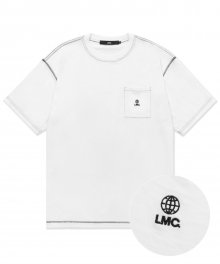 LMC CONTRAST STITCH POCKET TEE white
