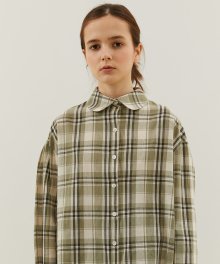 Amelie Curved Shirt (Check Green)