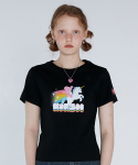 키르시() 케어베어 레인보우 유니콘 크롭 티셔츠 [블랙]W