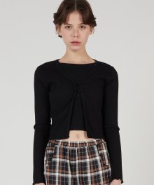 MG0S TWO BUTTON CROP CARDIGAN (BLACK)