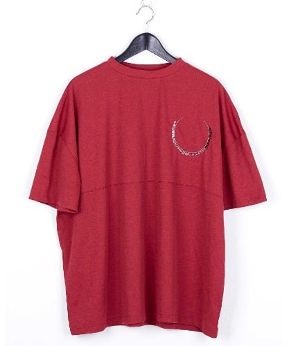 CIRCLE GRADATION EMBROIDERY T SHIRTS RED