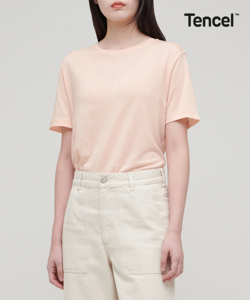 무신사 스탠다드 우먼(musinsastandardwoman) 우먼즈 텐셀 실키 반팔 티셔츠 [피치]