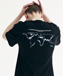WORLD MAP NIGHT VIEW T-SHIRTS (BLACK) [GTS741I23BK]