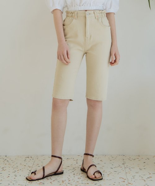 [SHORTS] Shirring Beige
