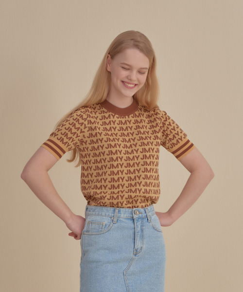 제이엠와이(JMY) JMY LOGO PLAY JAQUARD KNIT TOP [BEIGE] - 사이즈 & 후기 | 무신사