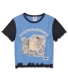 Kitten Layered Tee [HEATHER BLUE]