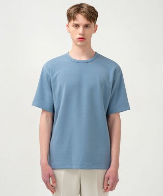 커스텀어클락(COSTUME O’CLOCK) 에센셜 릴렉스핏 숏 슬리브 티셔츠 파스텔블루