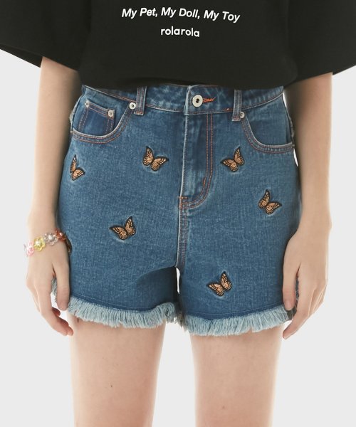 로라로라(ROLAROLA) (PT-20341) BUTTERFLY DENIM SHORTS BLUE