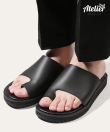 SECOND.A Open Toe Leather Slipper 2NDS003B - summer edition
