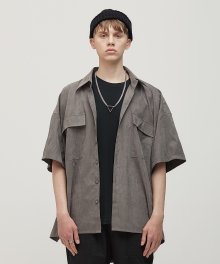 DWS OVER-FIT LABEL SHIRT(MOCHA)