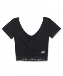 Lace Trimming Top [BLACK]