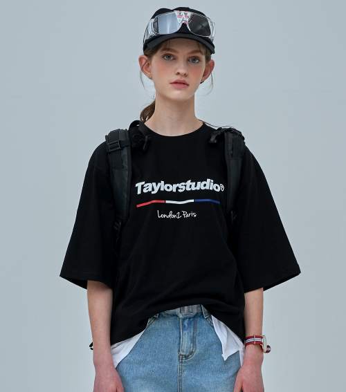 테일러 스튜디오(TAILOR STUDIO) 어라이얼 7부 로고 오버핏 반팔티 (딥블랙) - 사이즈 & 후기 | 무신사 테일러 스튜디오(TAILOR STUDIO)... 