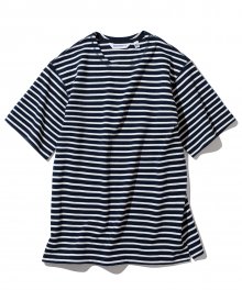 20ss stripe u neck s/s tee navy/ivory