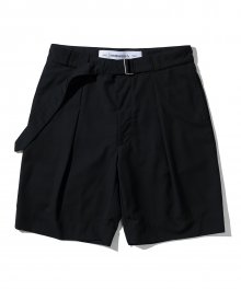 strap slacks short pants black