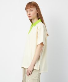 [UNISEX] R EMBROIDERY PIQUE T-SHIRT_IVORY