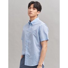 [SLIM] 스카이 블루 코튼 리넨 도트 프린트 셔츠 (BC0465A18Q)