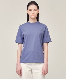 우먼즈 모크넥 반팔 티셔츠 (블루-그레이)