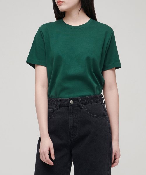무신사 스탠다드 우먼(musinsastandardwoman) 우먼즈 베이식 크루 넥 반팔 티셔츠 [그린]