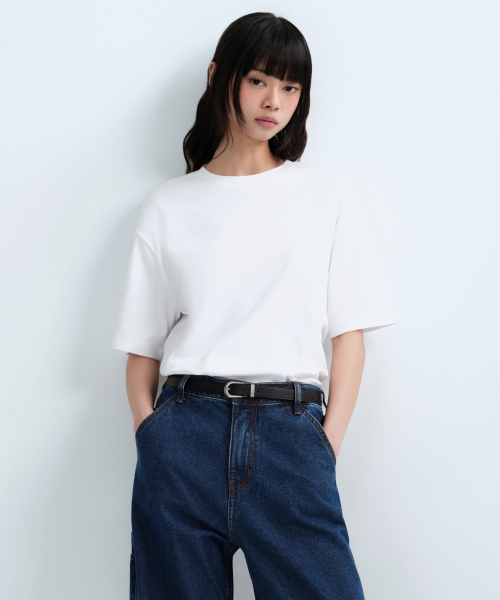 무신사 스탠다드 우먼(musinsastandardwoman) 우먼즈 릴렉스 핏 크루 넥 반팔 티셔츠 [화이트]