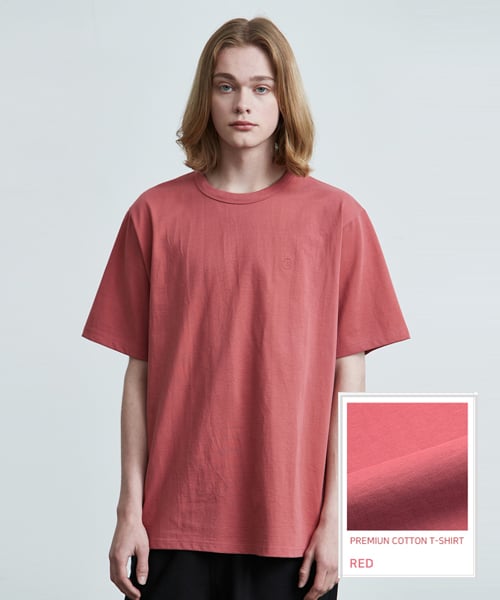 red scoop neck shirt