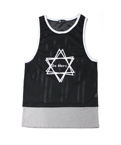 드마크(demarc) 남자여자 스타 로고 메쉬 슬리브리스 그레이