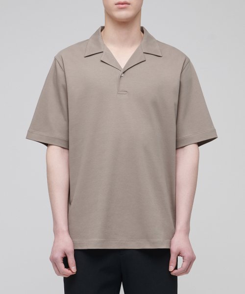 MUSINSA | MUSINSA STANDARD Open Collar Polo Shirt [Dusty Beige