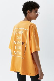 카멜레온 슬로건 오버사이즈 티셔츠 (오렌지)