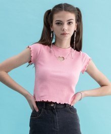 펀칭 피치 티셔츠 (핑크)