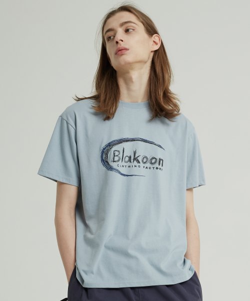 블라쿤(blakoon) 크레용 시그니쳐 로고 반팔티셔츠 (스카이블루)
