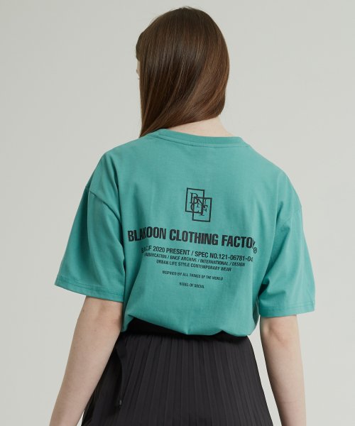 블라쿤(blakoon) 백 레터링 반팔티셔츠 (비치그린)