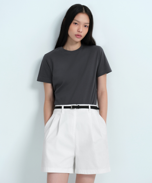 무신사 스탠다드 우먼(musinsastandardwoman) 우먼즈 베이식 크루 넥 반팔 티셔츠 [다크 그레이]