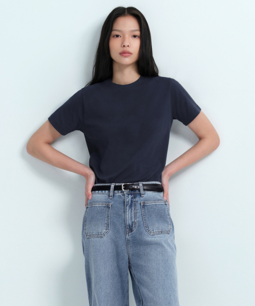 무신사 스탠다드 우먼(musinsastandardwoman) 우먼즈 베이식 크루 넥 반팔 티셔츠 [다크 네이비]