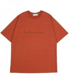 커시브 빅 로고 숏슬리브 티셔츠 다크오렌지