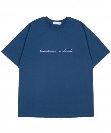 커시브 빅 로고 숏슬리브 티셔츠 다크블루