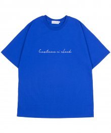 커시브 빅 로고 숏슬리브 티셔츠 코발트블루