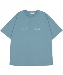커시브 빅 로고 숏슬리브 티셔츠 파스텔블루
