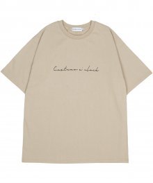 커시브 빅 로고 숏슬리브 티셔츠 베이지