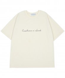 커시브 빅 로고 숏슬리브 티셔츠 크림