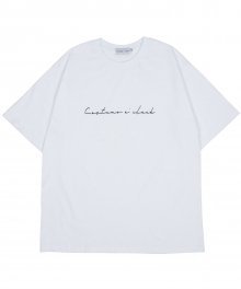 커시브 빅 로고 숏슬리브 티셔츠 화이트